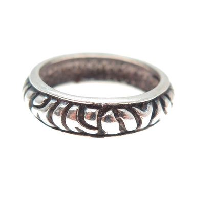 SX SALLY C 925 Sterling Silver Vintage Animal Pattern Oxidized Band Ring Size 7