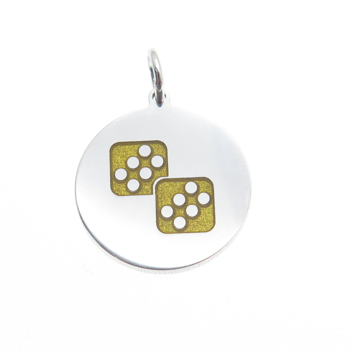 925 Sterling Silver Yellow Enamel Number 12 Lucky Dice Minimalist Charm Pendant