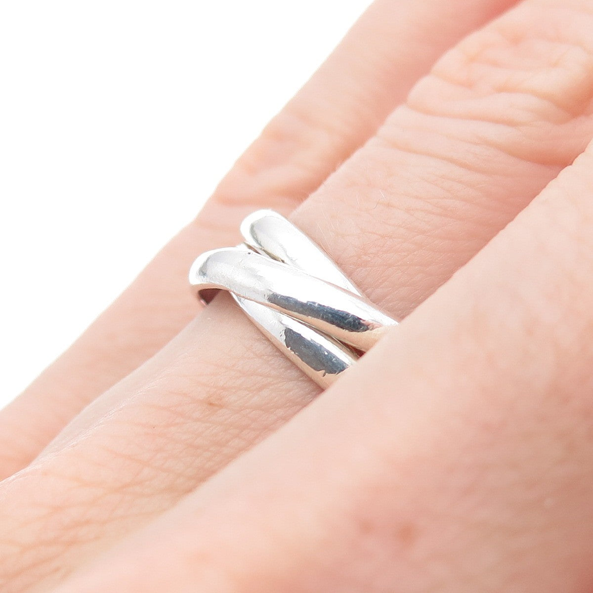 925 Sterling Silver Vintage Mexico Interlocked Trinity Band Ring Size 5.75