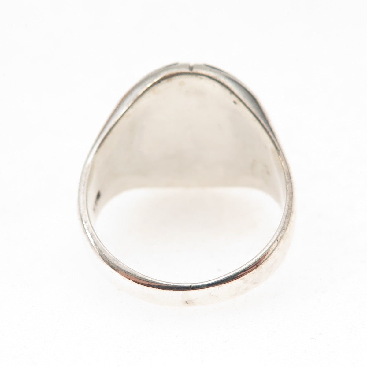 925 Sterling Silver Vintage Real Black Onyx Modernist Dome Ring Size 8