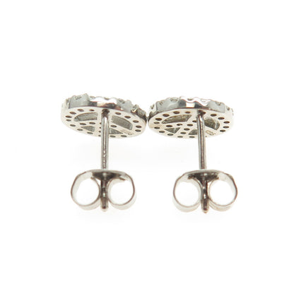 925 Sterling Silver Round-Cut C Z Peace Symbol Stud Earrings