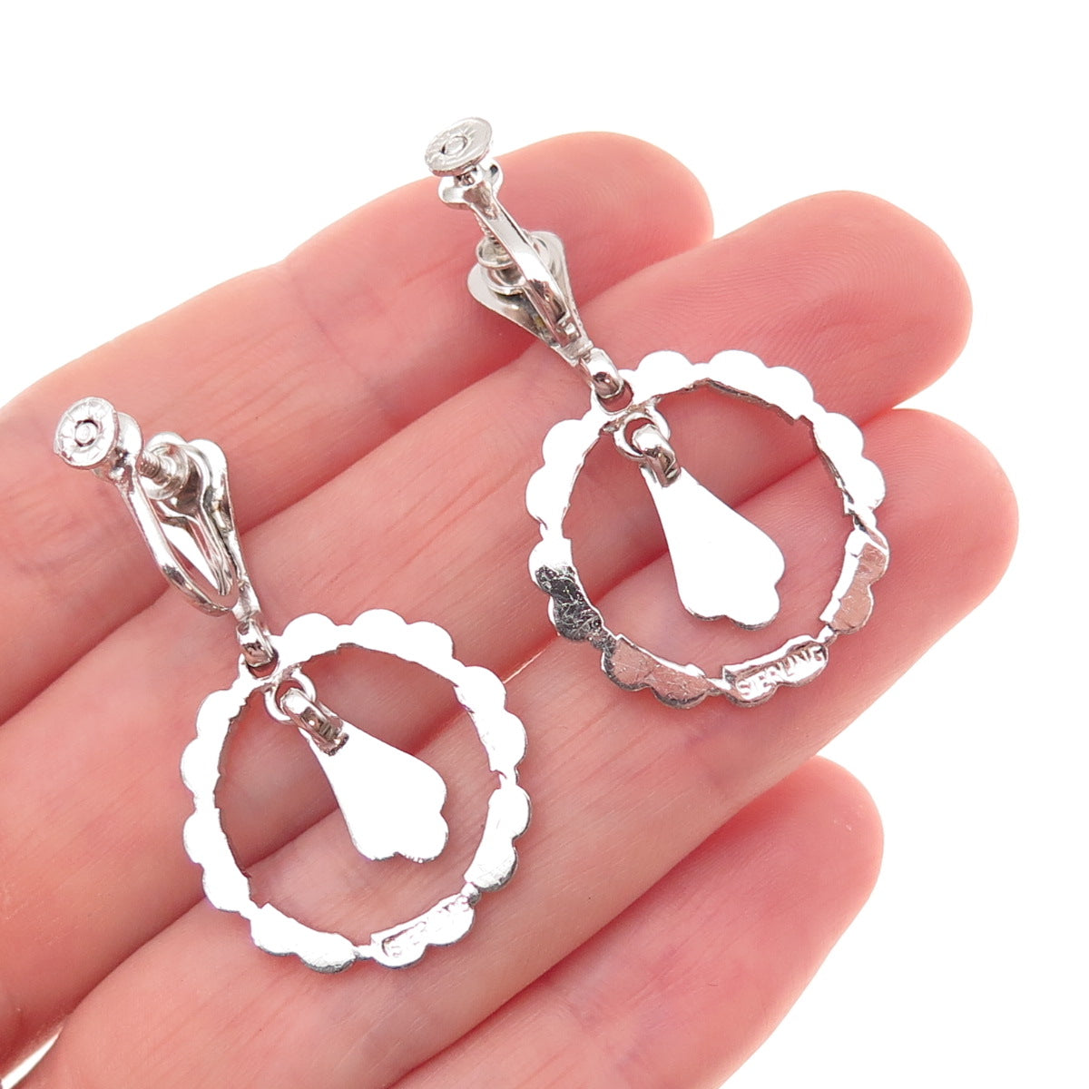 925 Sterling Silver Antique Art Deco Real Marcasite Dangle Earrings