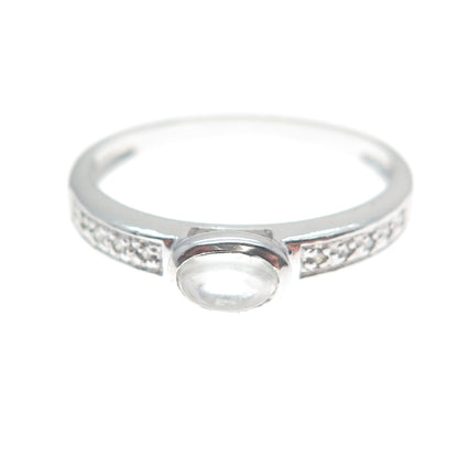 925 Sterling Silver Real Diamond & White Topaz Stackable Ring Size 7.25