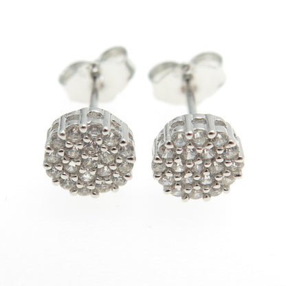925 Sterling Silver Round-Cut C Z Sparkling Stud Earrings