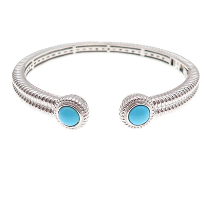 925 Sterling Silver Real Sleeping Beauty Turquoise Cuff Bracelet 7.25"