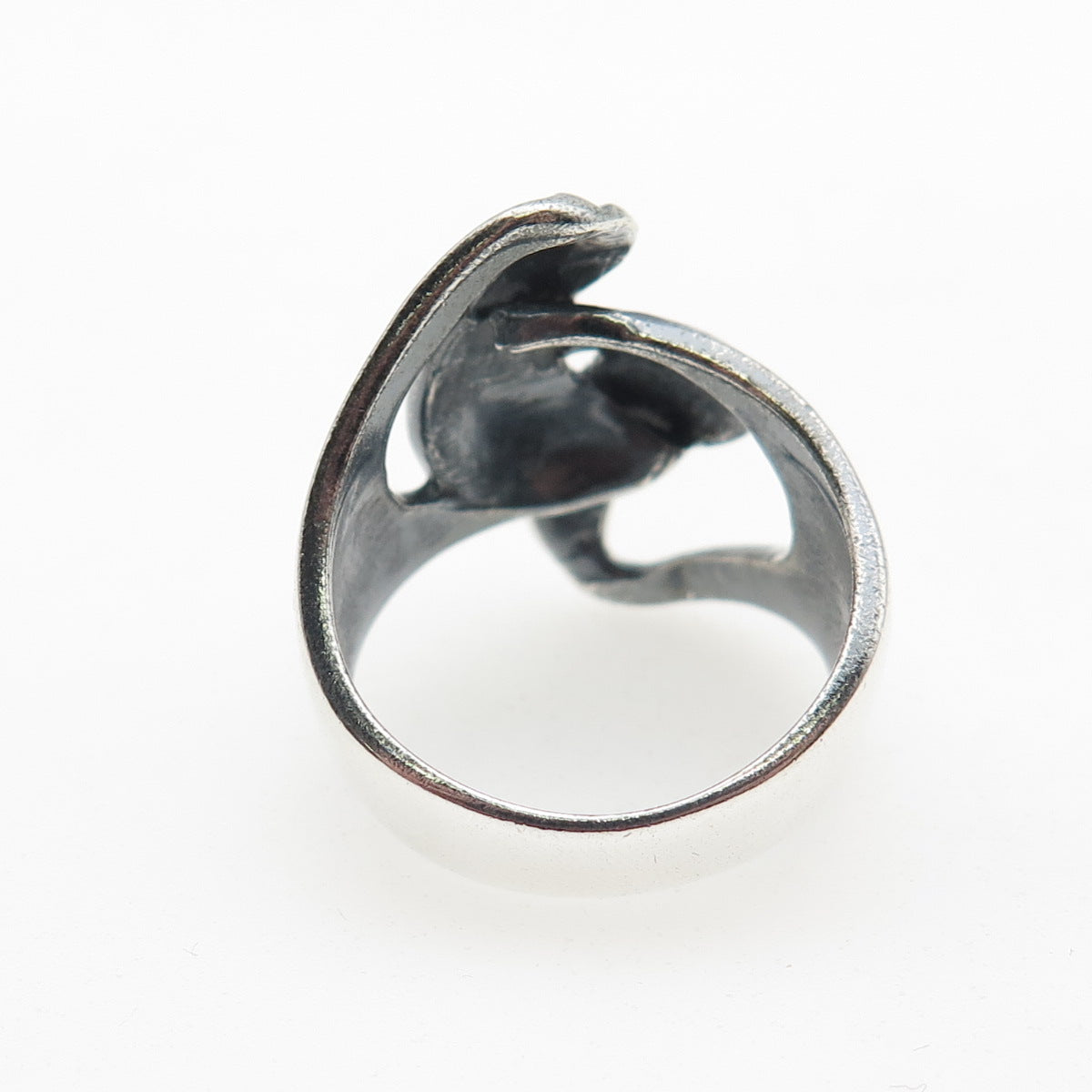 CHAPAL ZENRAY 925 Sterling Silver Vintage Modernist Bypass Oxidized Ring Size 8