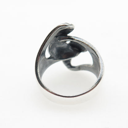CHAPAL ZENRAY 925 Sterling Silver Vintage Modernist Bypass Oxidized Ring Size 8