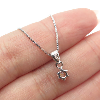 925 Sterling Silver Swarovski Champagne-Crystal Box Chain Necklace 16-18"
