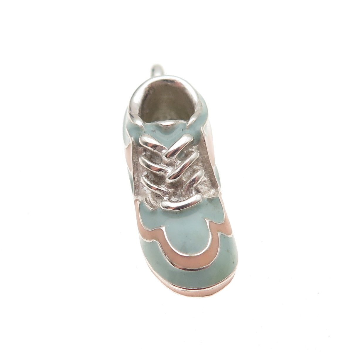E. Pearl 925 Sterling Silver Vintage Enamel Sneakers Shoe 3D Charm Pendant