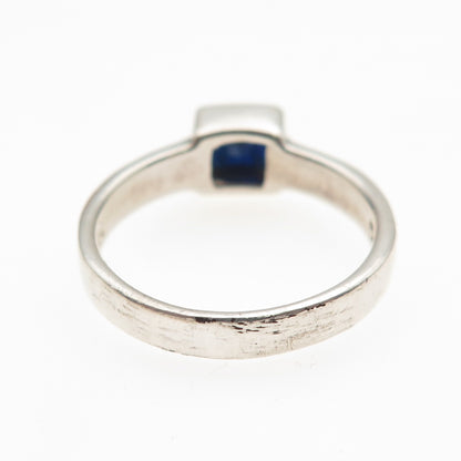 925 Sterling Silver Vintage Real Sapphire Modernist Ring Size 7.5