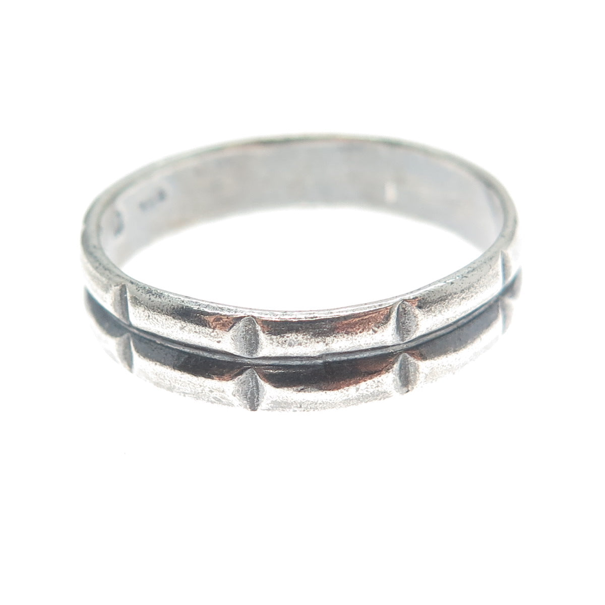 925 Sterling Silver Vintage 2-Row Bar Oxidized Band Ring Size 10.75
