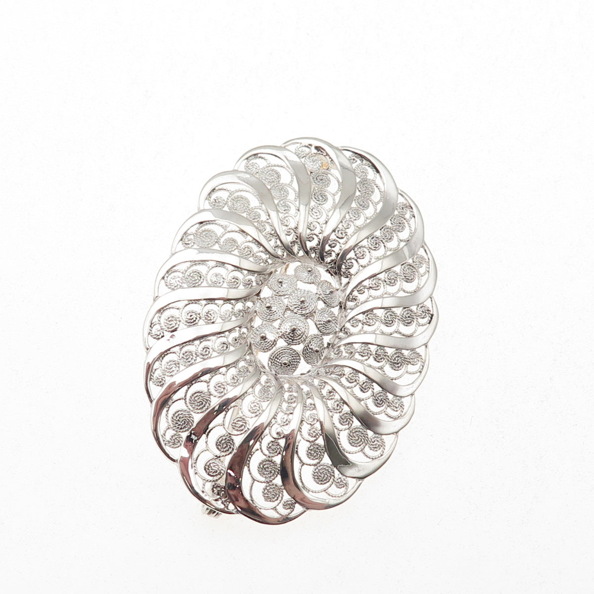 925 Sterling Silver Vintage Germany Filigree Floral Pin Brooch