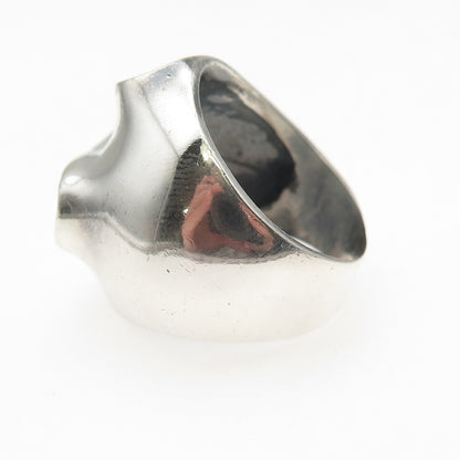 925 Sterling Silver Vintage Mexico Modernist Zig Zag Oxidized Ring Size 8.25
