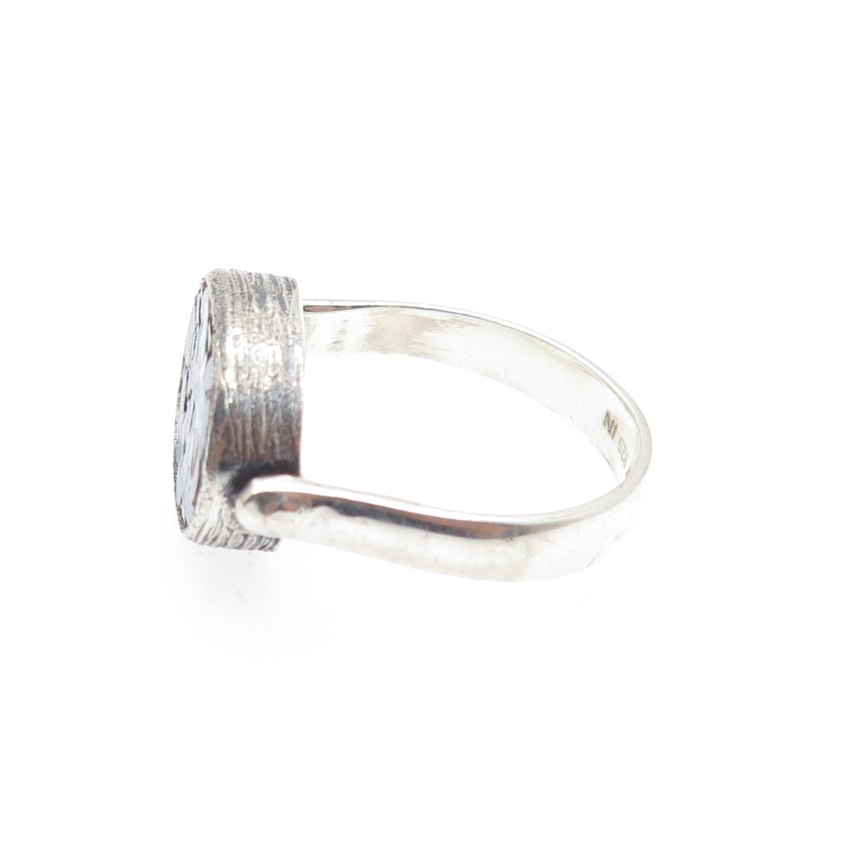 SAMUEL BENHAM 925 Sterling Silver Vintage Real Diamond Inlay Ring Size 6.25