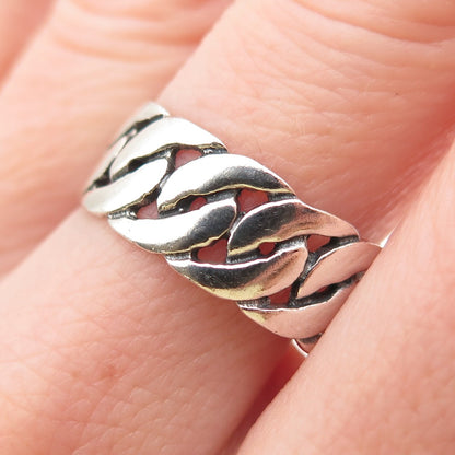 925 Sterling Silver Vintage Cuban Link Oxidized Band Ring Size 8.75