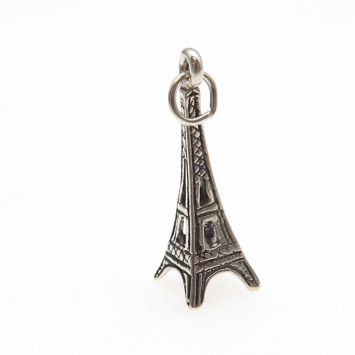 925 Sterling Silver Vintage Eiffel Tower Oxidized 3D Charm Pendant