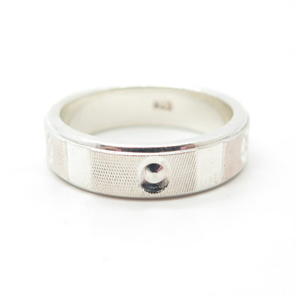 925 Sterling Silver Vintage Textured Band Ring Size 7.25