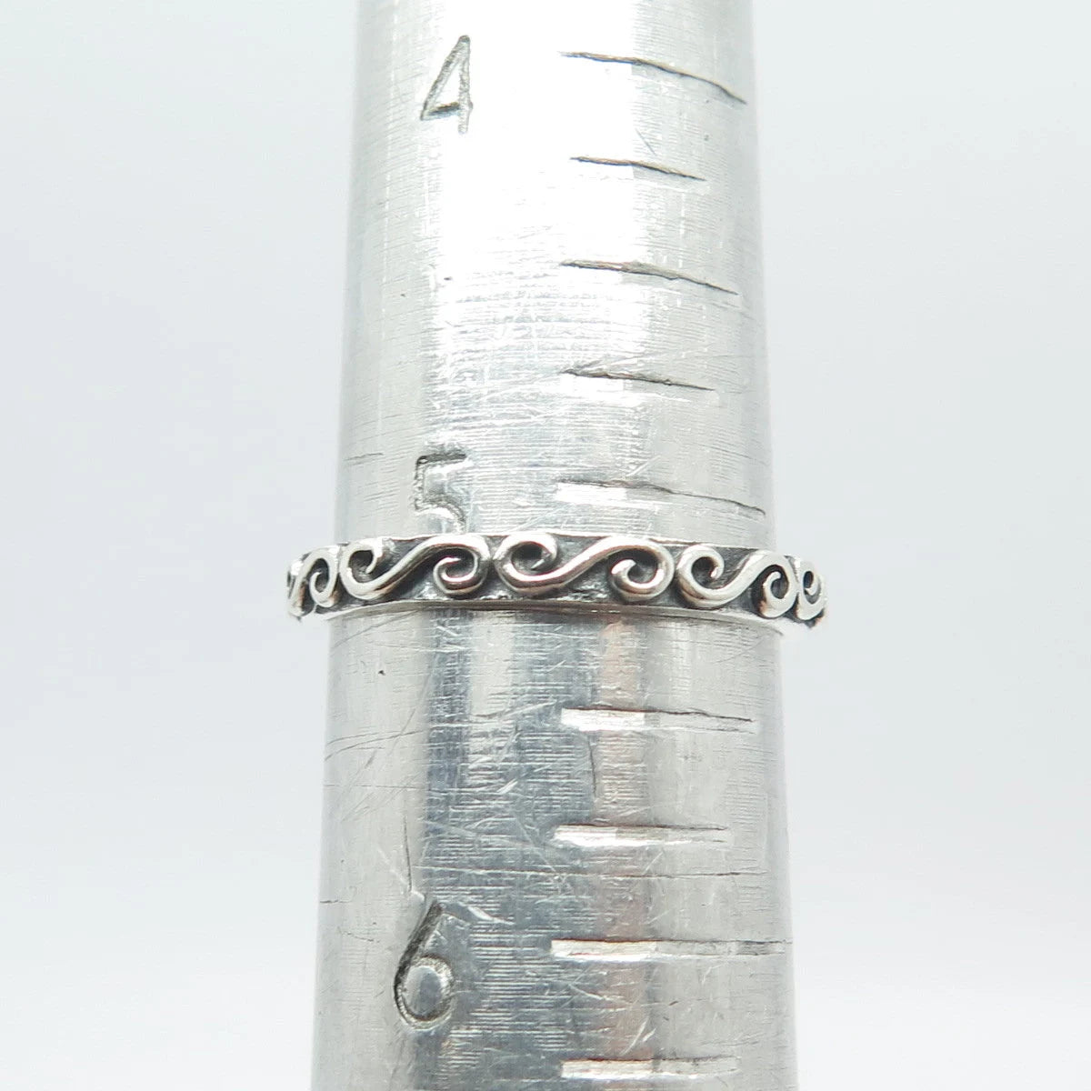 925 Sterling Silver Vintage Swirl Band Ring Size 5.25