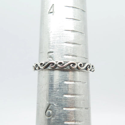 925 Sterling Silver Vintage Swirl Band Ring Size 5.25