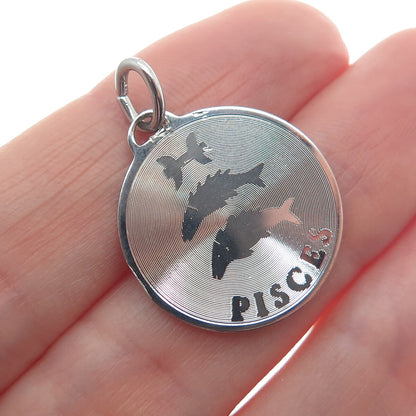 A & Z 925 Sterling Silver Vintage Pisces Zodiac Sign Minimalist Charm Pendant