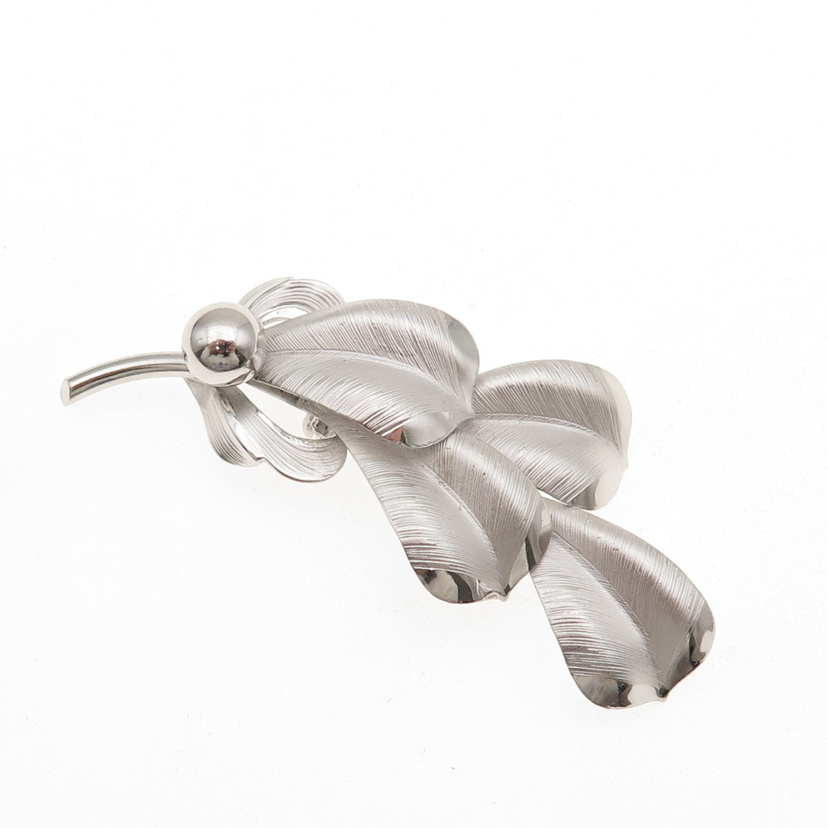 925 Sterling Silver Vintage Feather Pin Brooch