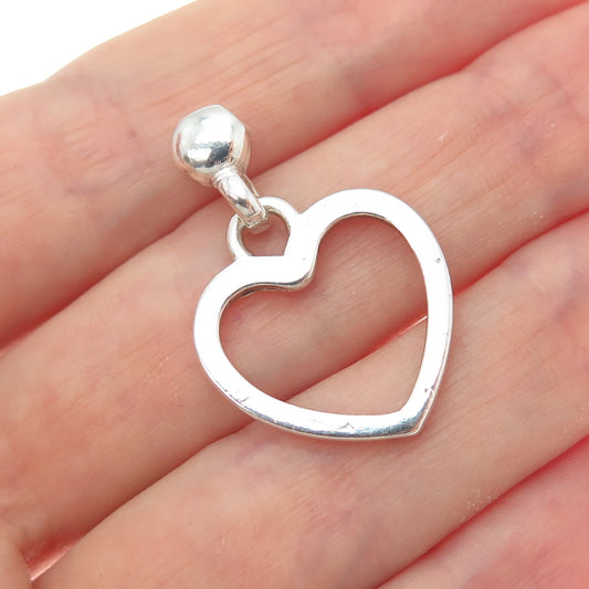925 Sterling Silver Vintage Heart Slide Charm Pendant