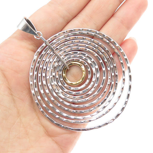 925 Sterling Silver 2-Tone Vintage CII Mexico Modernist Multi-Circle Pendant