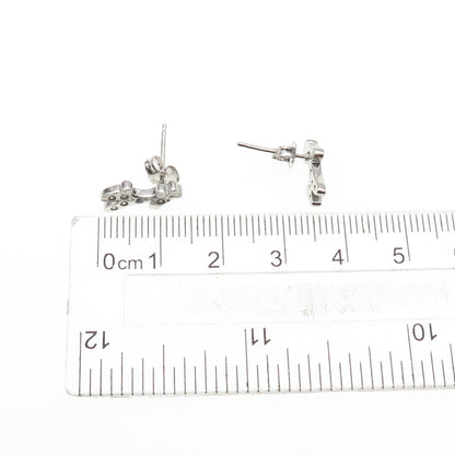 925 Sterling Silver Round-Cut C Z Giraffe Stud Earrings
