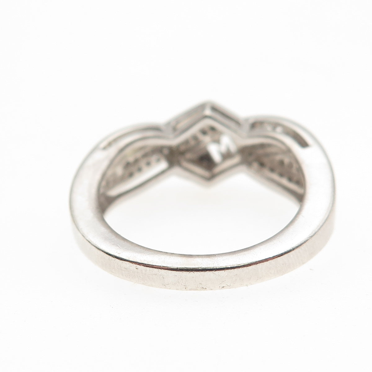 HN Heng Ngai 925 Sterling Silver Real Round-Cut Diamond Mom Heart Ring Size 7