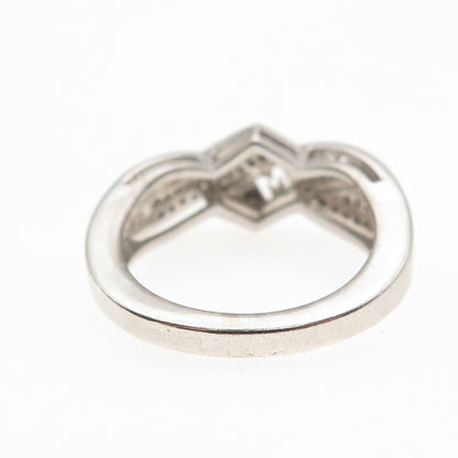 HN Heng Ngai 925 Sterling Silver Real Round-Cut Diamond Mom Heart Ring Size 7
