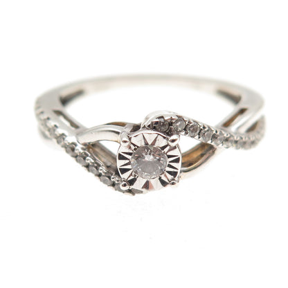 925 Sterling Silver Round-Cut C Z Engagement Ring Size 6.75