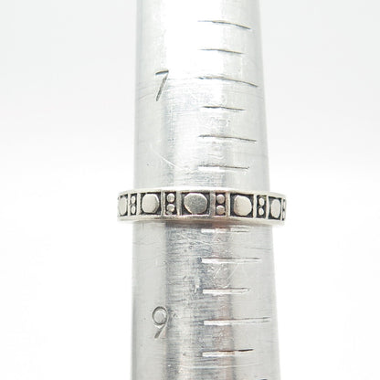 925 Sterling Silver Vintage Dotted Band Ring Size 8