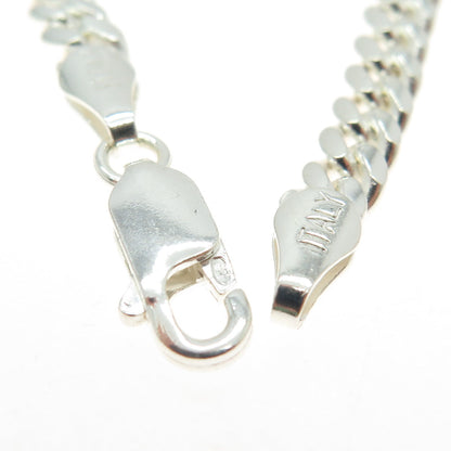 925 Sterling Silver Italy Flat Curb Link Bracelet 8"