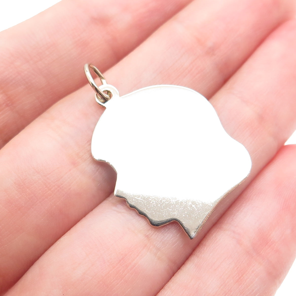 CREA 925 Sterling Silver Vintage Girl Portrait Tag Charm Pendant