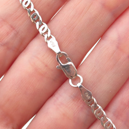 925 Sterling Silver Vintage Italy Anchor Mariner Link Bracelet 7"