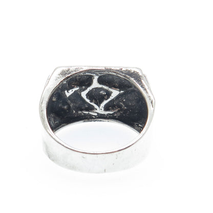 925 Sterling Silver Vintage Modernist Nugget Oxidized Ring Size 10.25