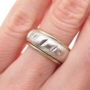Vargas 925 Sterling 10K Gold Filled Antique Art Deco Rotating Band Ring Size 6