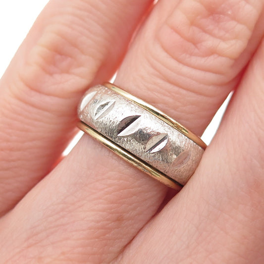 Vargas 925 Sterling 10K Gold Filled Antique Art Deco Rotating Band Ring Size 6