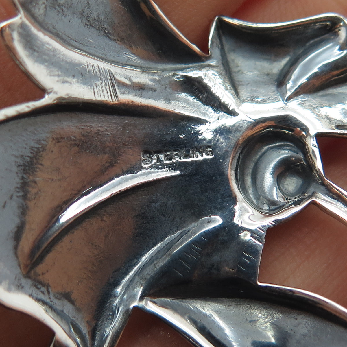 925 Sterling Silver Antique Art Deco Floral Panel Link Oxidized Bracelet 6.5"