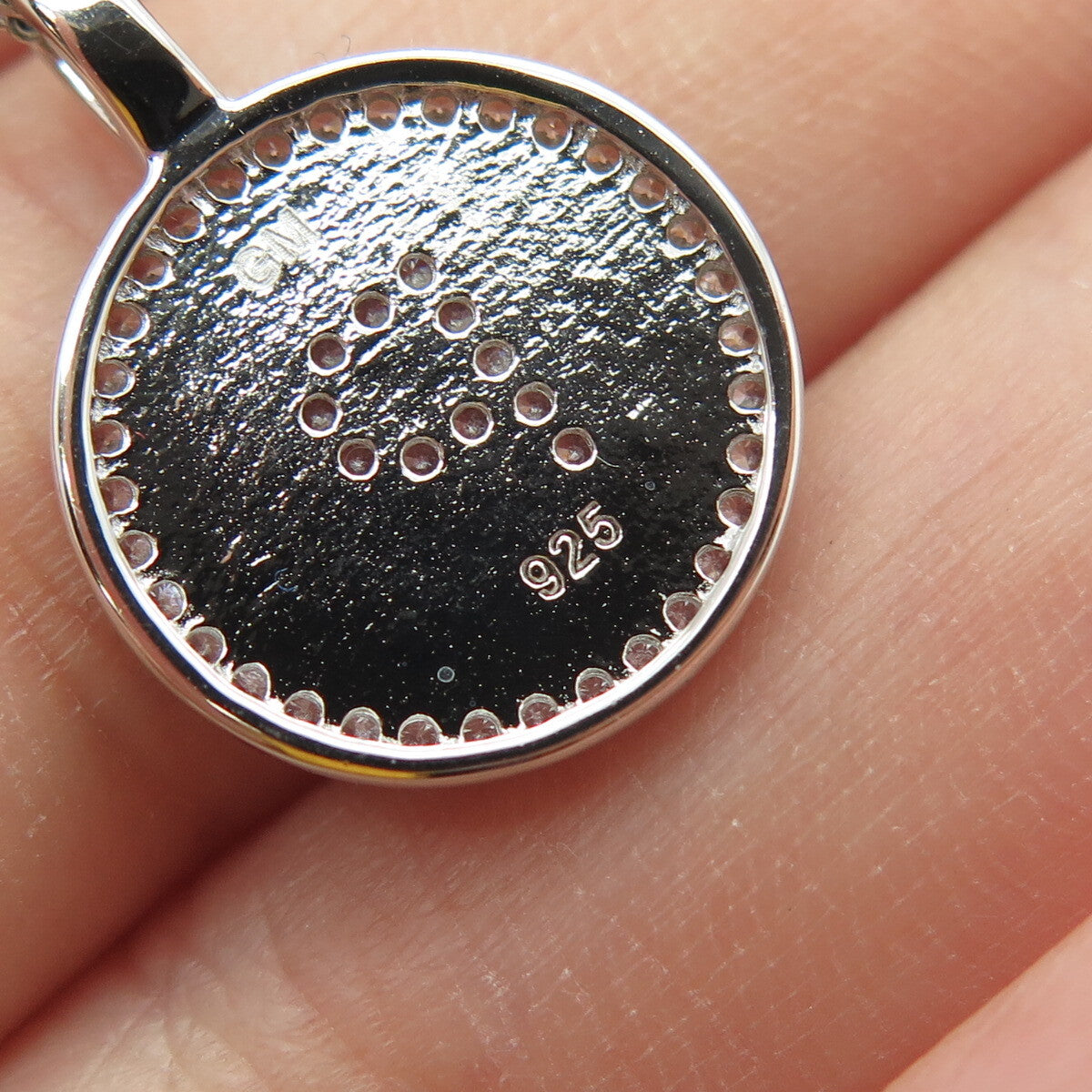 925 Sterling Silver Italy Round-Cut C Z Letter "P" Cable Chain Necklace 16"