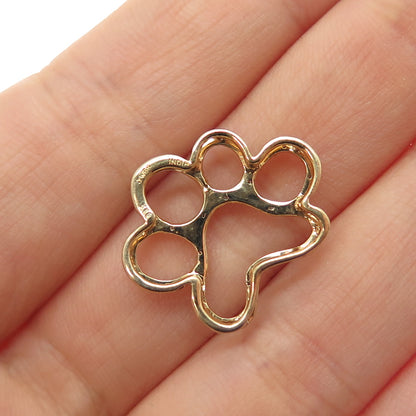 JANE SEYMOUR Sterling Silver Gold Plated Real Diamond Dog Paw Slide Mini Pendant