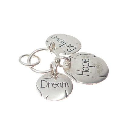 925 Sterling Silver Vintage Dream Hope Believe Charm Pendant