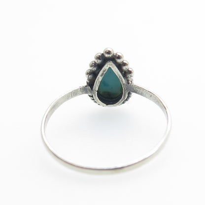 Old Pawn Sterling Silver Vintage Southwestern Bisbee Turquoise Ring Size 5.75