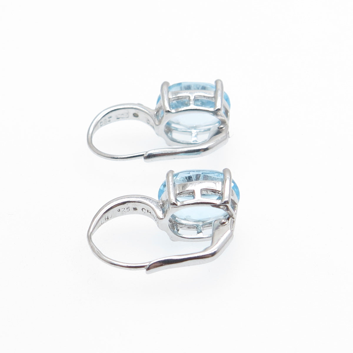DBJ DEE BERKLE 925 Sterling Silver Real Blue & White Topaz Earrings