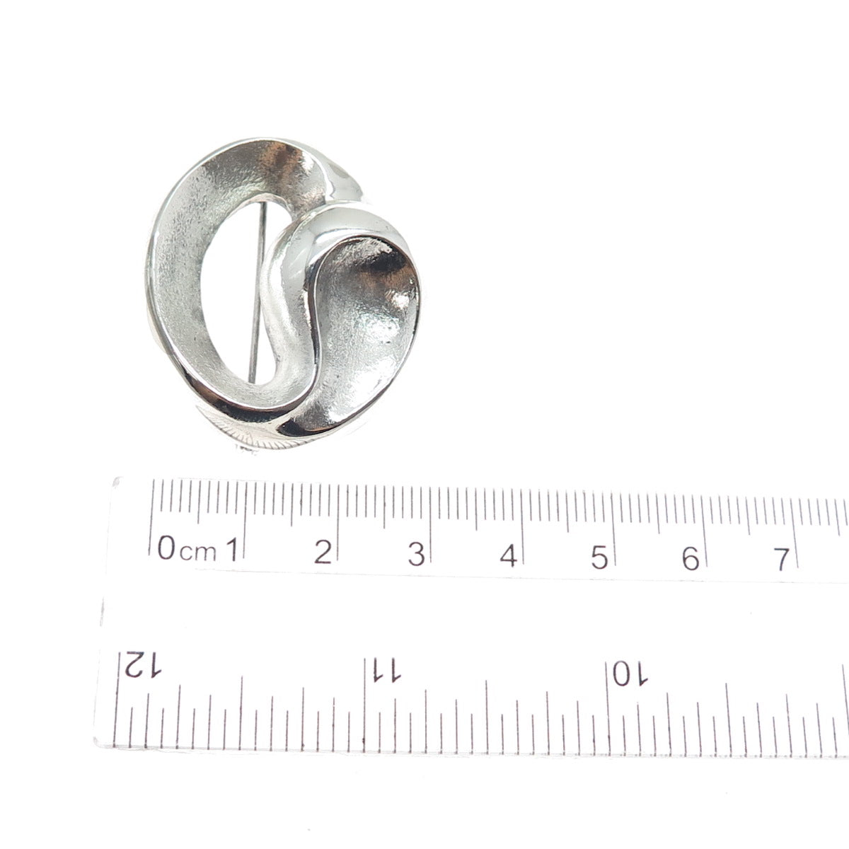 835 Silver Vintage European Modernist Oxidized Pin Brooch