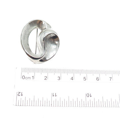 835 Silver Vintage European Modernist Oxidized Pin Brooch