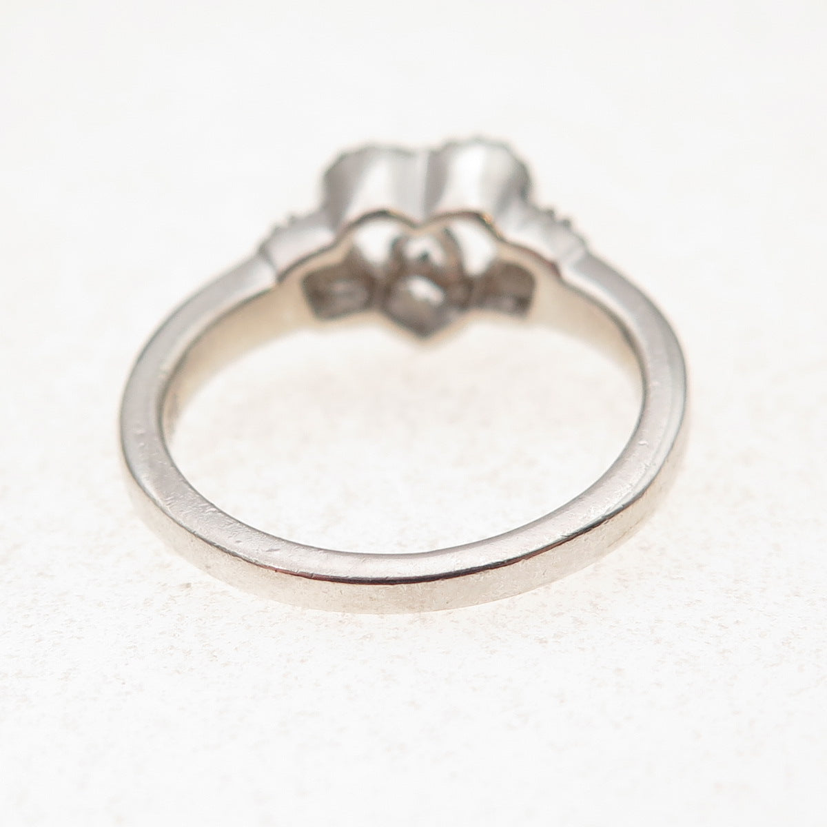Jane Seymour 925 Sterling Silver Real Black & White Diamond Heart Ring Size 7
