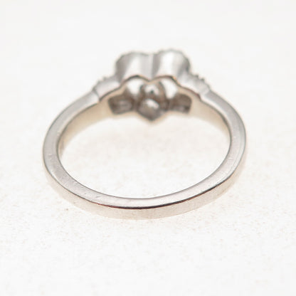 Jane Seymour 925 Sterling Silver Real Black & White Diamond Heart Ring Size 7