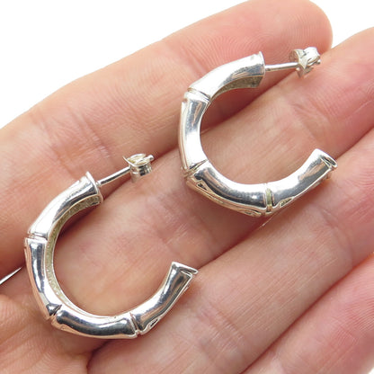 ECCLISSI 925 Sterling Silver Vintage Bamboo Hoop Earrings