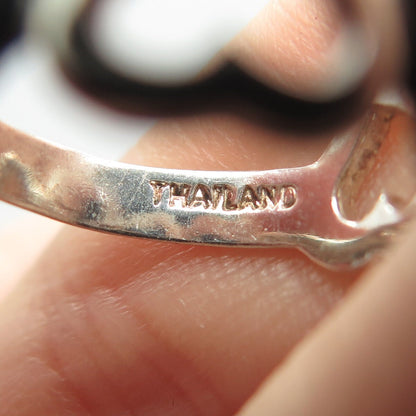 925 Sterling Silver Vintage Open Heart Half Round Ring Size 6
